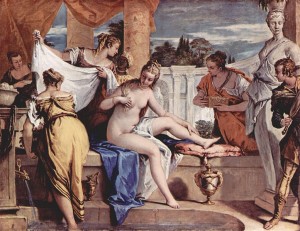 Sebastiano Ricci: Betsabea a bagno, 1724, olio su tela, 109 × 142 cm., Gemäldegalerie, Berlino.